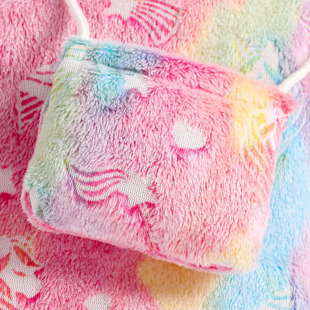 Girls Multicolor Self-Design Unicorn Patterns Fleece T-shirt Dress Casual Dresses