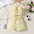 Girls Yellow Ruffle Sleeveless Crop Top With Shorts Sets 2 pc. Sets Yellow 1-2 Y