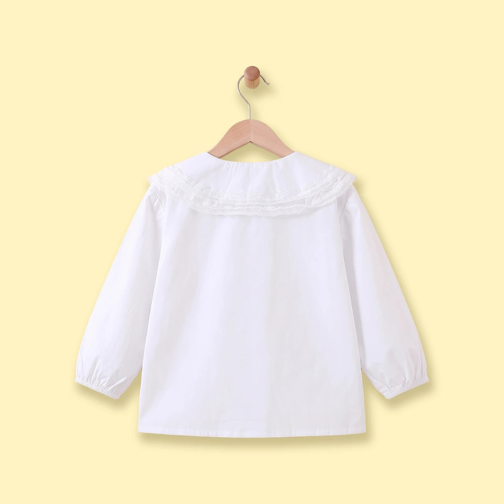 Girls White Long Sleeve Top Tops