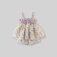 Girls Floral Printed Top With Floral Shorts Set 2 pc. Sets Purple 1-2 Y 