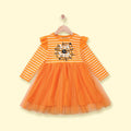 Girls Orange Striped Long Sleeve Fit & Flare Dress Casual Dresses Orange 1-2 Y