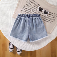 Girls Light Blue Distressed Denim Shorts Shorts
