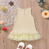 Girls Yellow Textured Bottom Ruffle A-Line Dress Casual Dresses