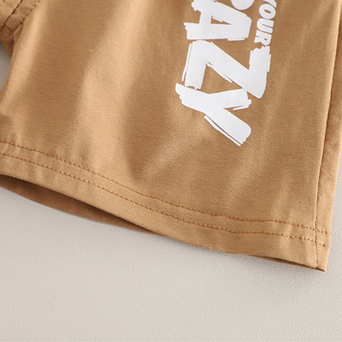 Boys Khaki Printed Contrast Pocket T-Shirt With Shorts Set 2 pc. Sets