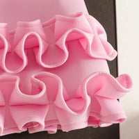 Girls Pink Sleeveless Large Bow Applique A-line Party Wear Dress Party Dresses