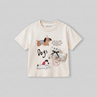 Boys Cream Animal Graphic Short Sleeve T-Shirt Tshirts Cream 1-2 Y