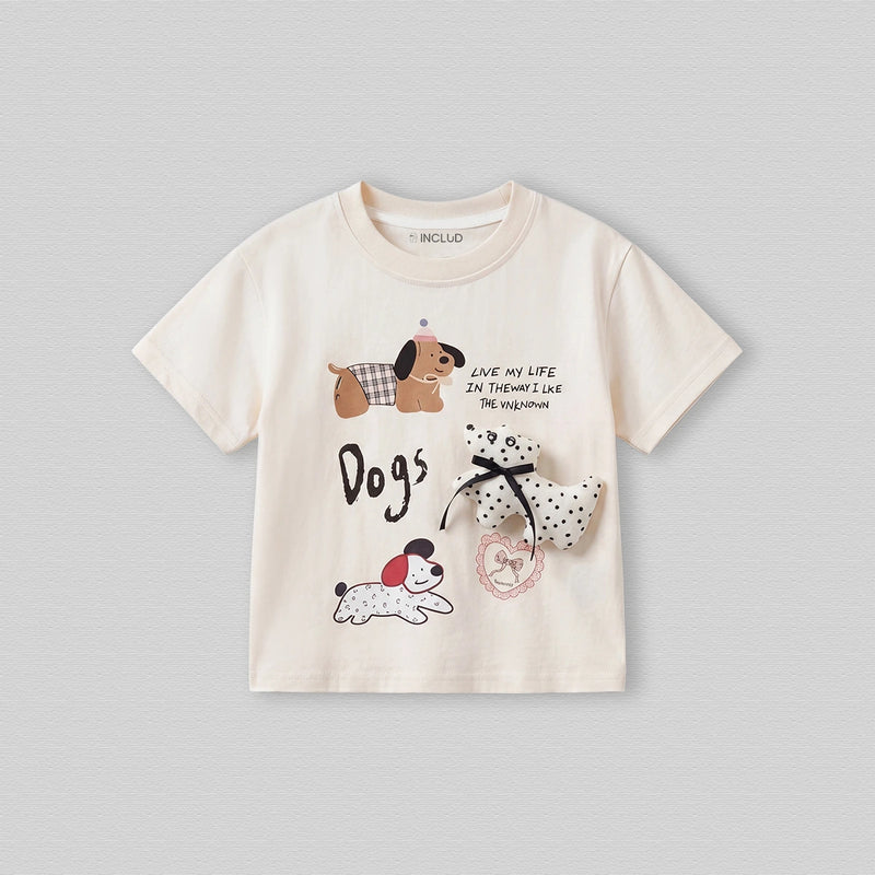 Boys Cream Animal Graphic Short Sleeve T-Shirt Tshirts Cream 1-2 Y