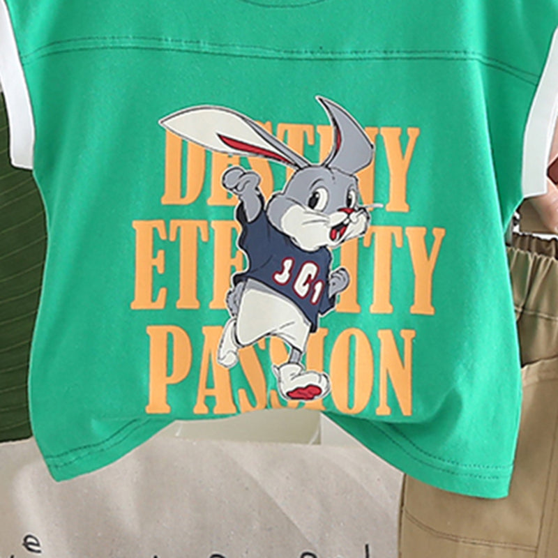 Boys Green Graphic Extended Shoulder T-Shirt With Shorts Set 2 pc. Sets