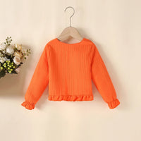 Girls Orange Textured Long Sleeve Shrug Tops