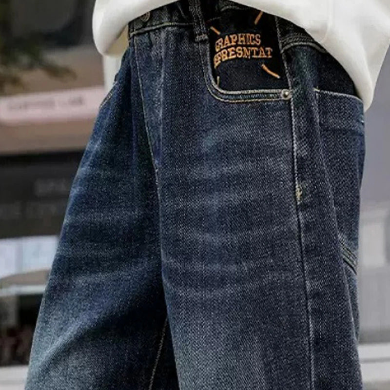 Boys Dark Blue Relaxed Fit Whiskers Effect Denim Jeans Pants
