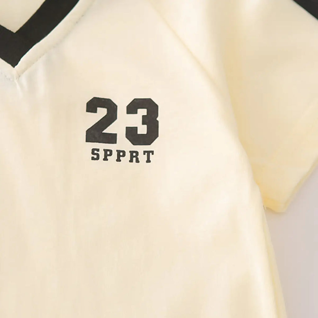 Boys Off White Typographic Printed Raglan Sleeve T-Shirt With Elasticated Shorts Sets 2 pc. Sets