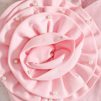 Girls Pink 3D Flower Applique Embellished Top With Denim Skirt Sets Sets