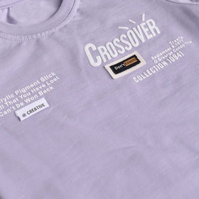 Boys Lilac Typographic Printed T-Shirt With Shorts Sets Sets