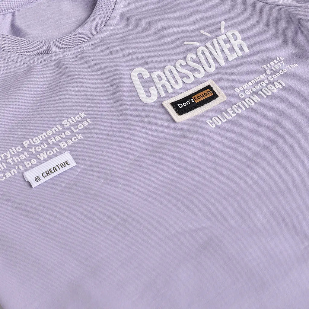 Boys Lilac Typographic Printed T-Shirt With Shorts Sets Sets