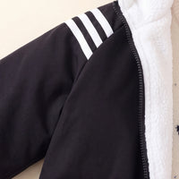 Boys White Hooded Full Sleeves Fleece Lined Jacket Coats & Jackets