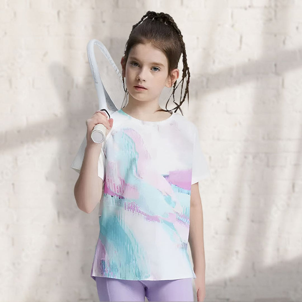 Girls Short Sleeve Printed Elasticated Sports T-Shirt