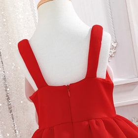 Girls Red Floral Applique Fit & Flare Party Dresses Party Dresses