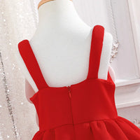 Girls Red Floral Applique Fit & Flare Party Dresses Party Dresses