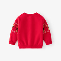Boys Red Self-Design Christmas Reindeer Sweater Sweaters & Cardigans