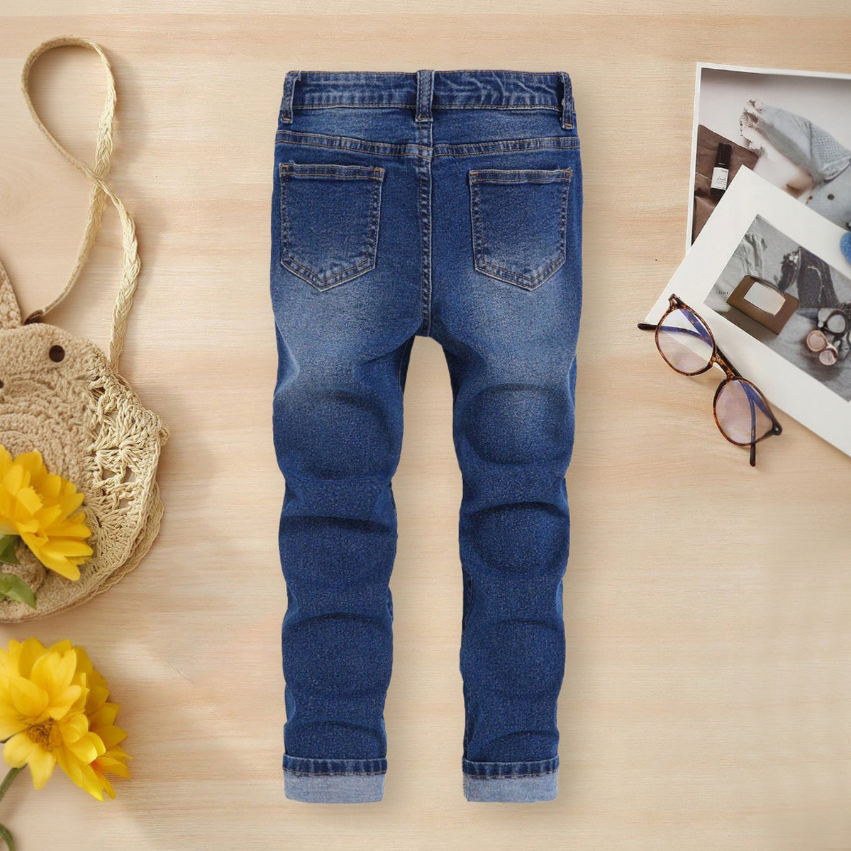 Boys Blue Distress Slim Fit Denim Trousers Pants