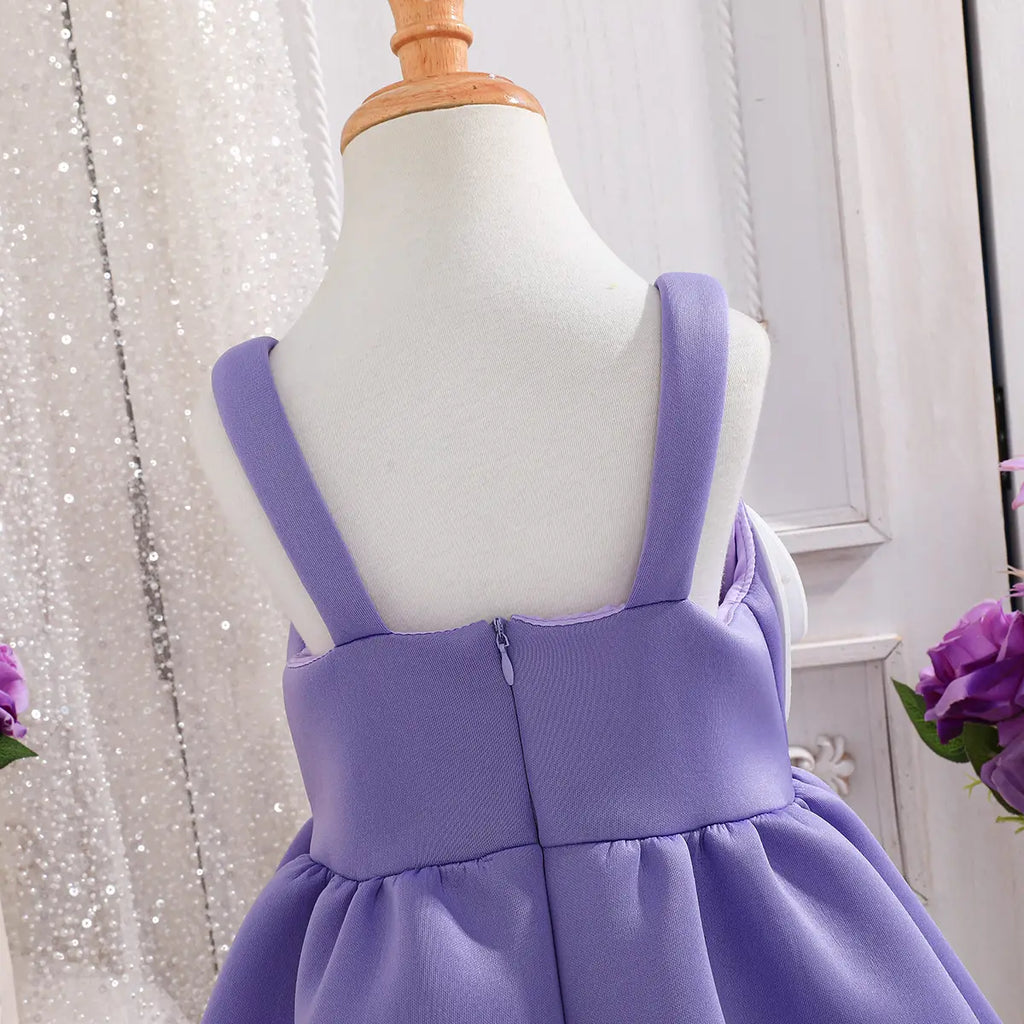 Girls Purple Floral Applique Fit & Flare Party Dresses Party Dresses