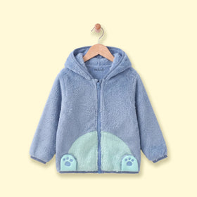 Boys Sky Blue Fleece Embroidered Hooded Jacket Coats & Jackets Sky Blue 1-2 Y
