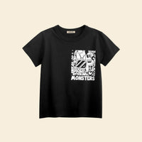 Boys Black Graphic Cartoon Printed Short Sleeves T-Shirt Tshirts