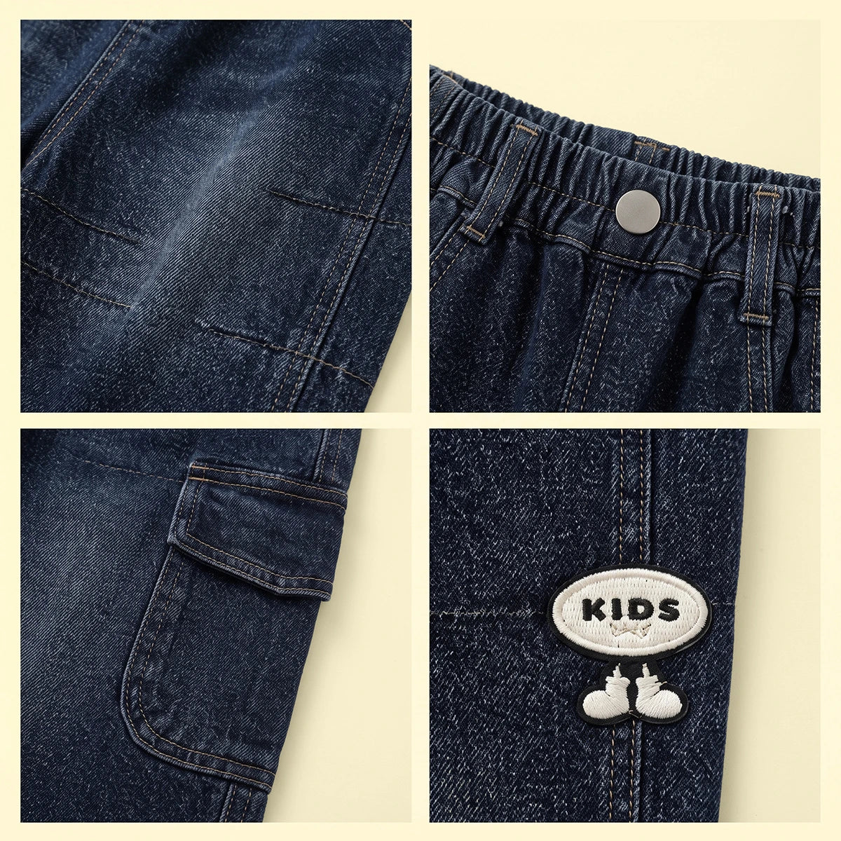 Boys Dark Blue Denim Cargo Shorts Shorts