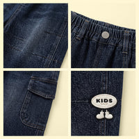 Boys Dark Blue Denim Cargo Shorts Shorts
