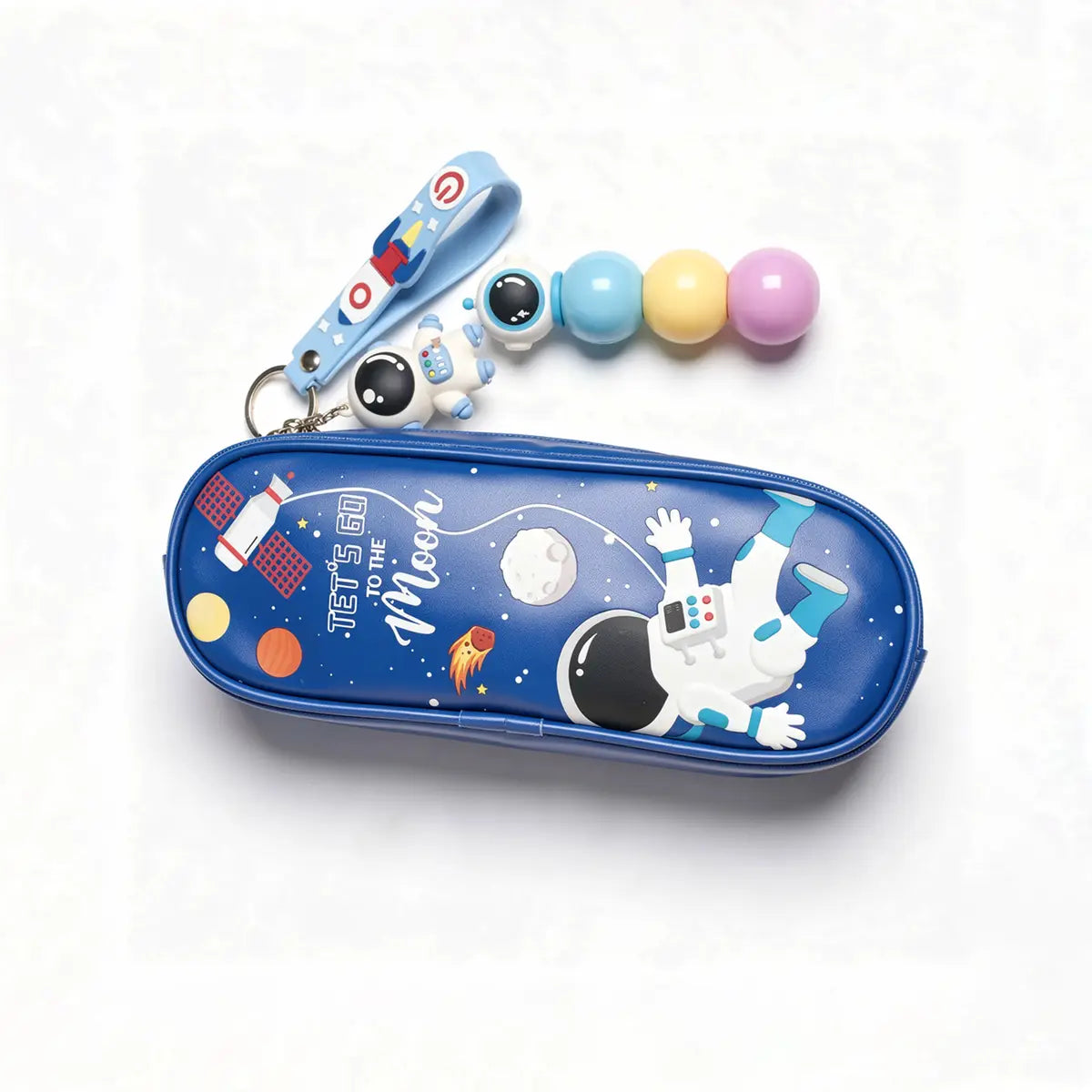 Space Astronaut Pencil Case with Keychain Trending Accessories Blue Onesize