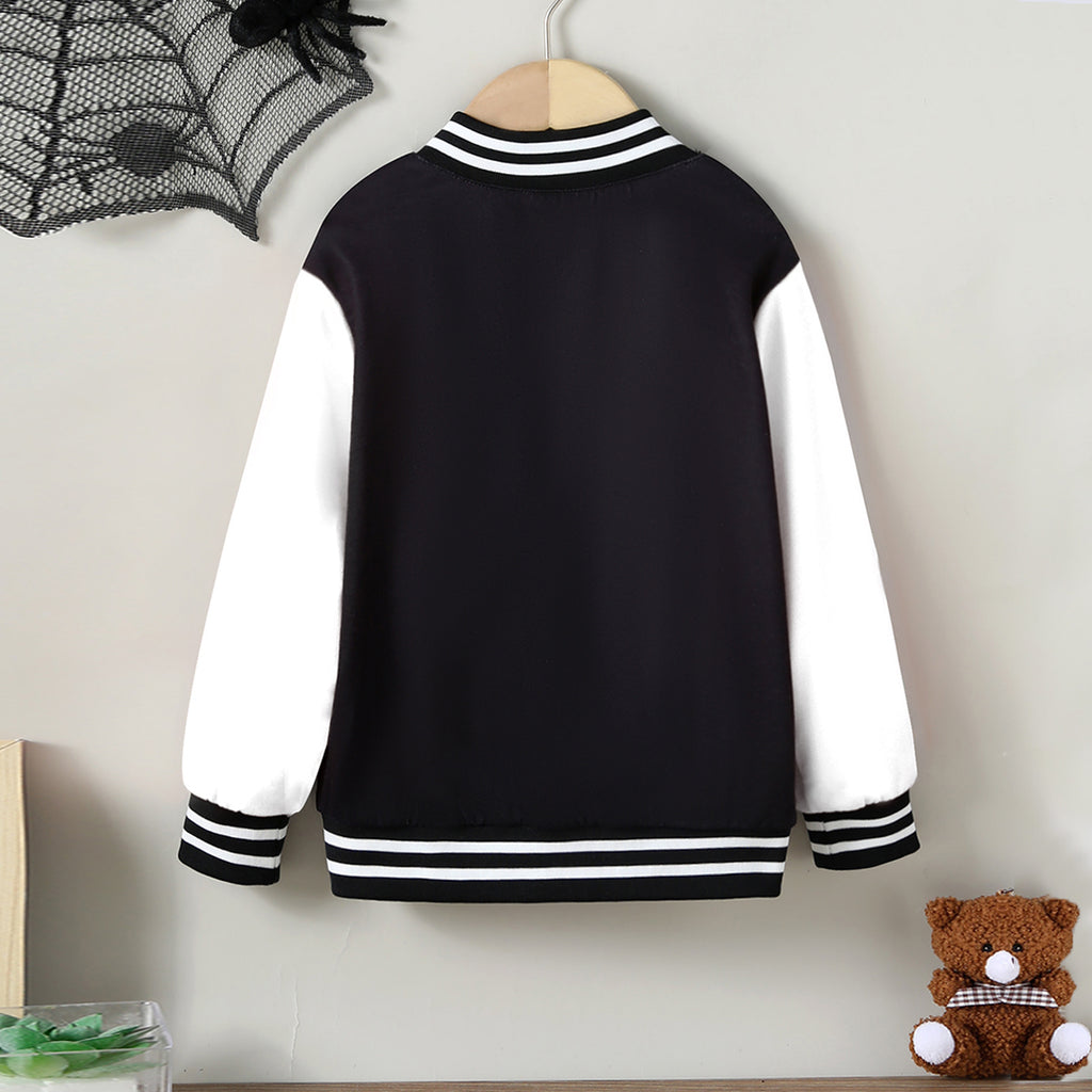 Boys Black Spider Printed Varsity Jacket Coats & Jackets