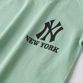 Boys Green Logo Print Short Sleeve T-Shirt With Drawstring Shorts Sets Sets