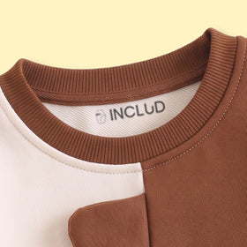 Boys Beige Colourblocked Long Sleeve Sweatshirt With Pants Sets 2 pc. Sets