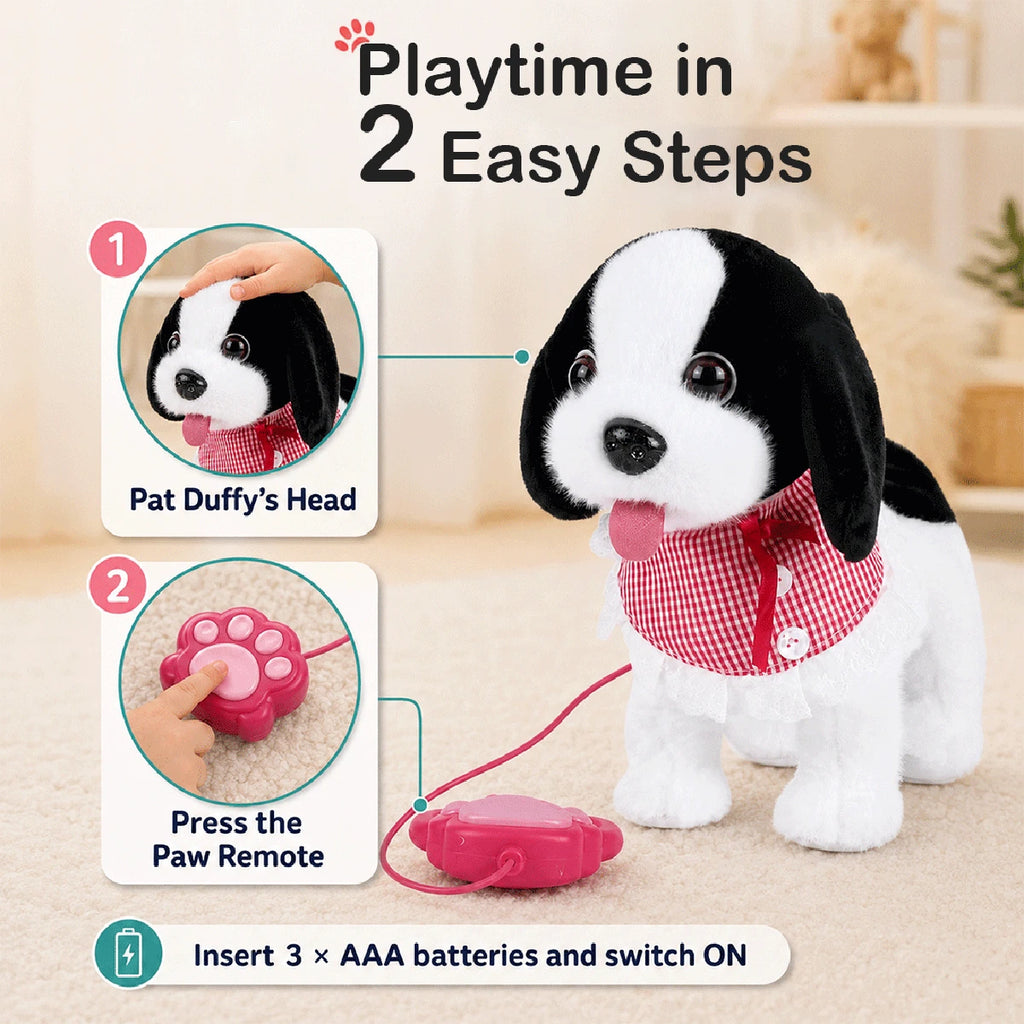 Duffy Dog RC Walking Barking Musical Plush Toy Interactive Gift Kids Boys and Girls 3 Years Plus Trending Accessories