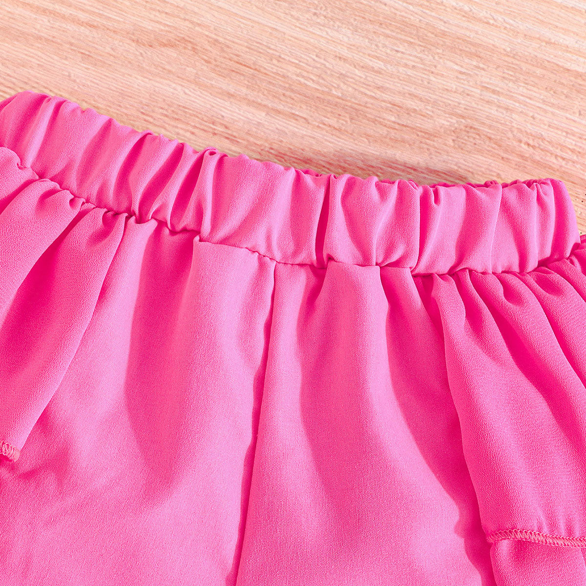 Girls Fuchsia Waistcoat with Spaghetti Top & Tiered Ruffle Shorts Set 3 pc. Sets