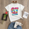 Girls White Alphanumeric Print Short Sleeve T-Shirt Tshirts White 2-3 Y