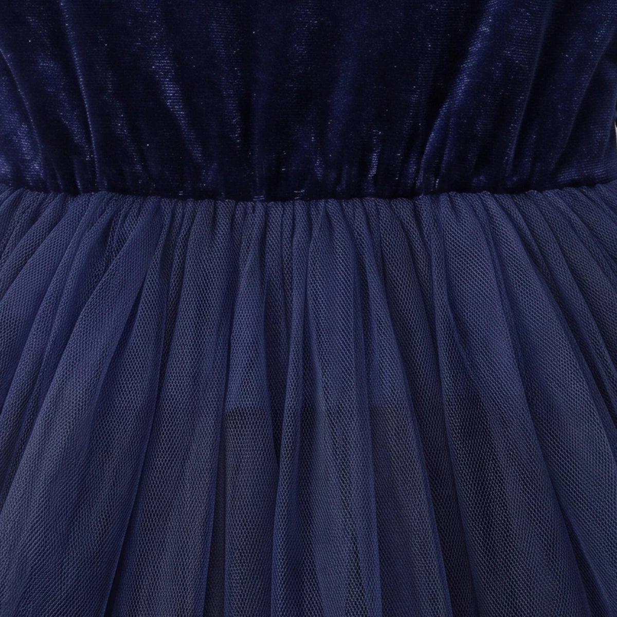 Girls navy blue party dress with puff sleeves and bow