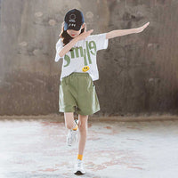 Girls Smile Print Short Sleeve T-Shirt With Shorts Set 2 pc. Sets   