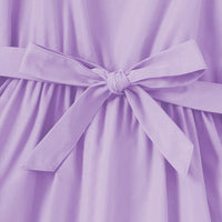 Girls Purple Short Sleeve Fit & Flare Square Neck Dress Casual Dresses