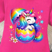 Girls Fuchsia Graphics Short Sleeve T-Shirt Dress Casual Dresses