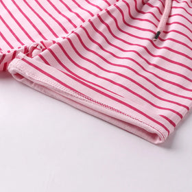 Girls Light Pink Graphic Short Sleeves Top With Drawstring Shorts Sets Sets