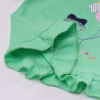 Girls Green Heart Graphic Puff Sleeve Top With Floral Shorts Sets Sets