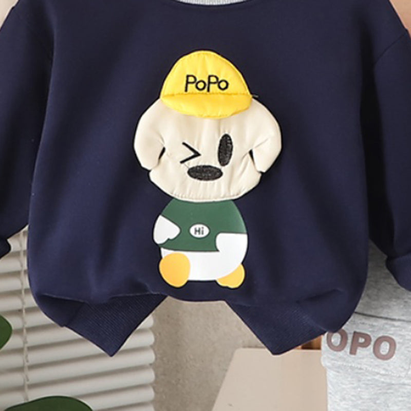 Boys Navy Blue Dog Applique Sweatshirt With Pants Set 2 pc. Sets