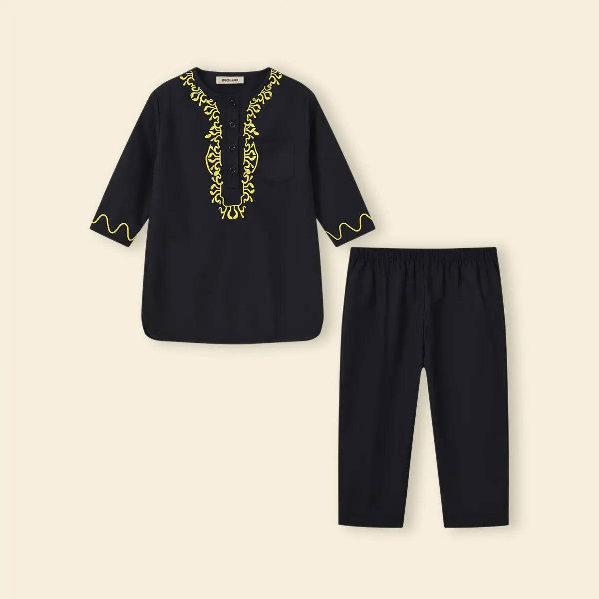Boys Black Embroidered Kurta With Pajama Sets Ethnicwear Boys