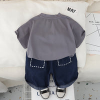 Boys Grey Dollhouse Printed T-Shirt With Denim Shorts Set 2 pc. Sets