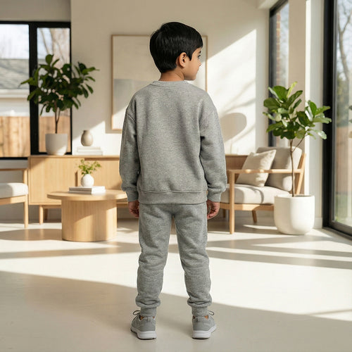 Boys Grey Monster Truck Graphics Round Neck Sweatshirt With Joggers Sets 2 pc. Sets