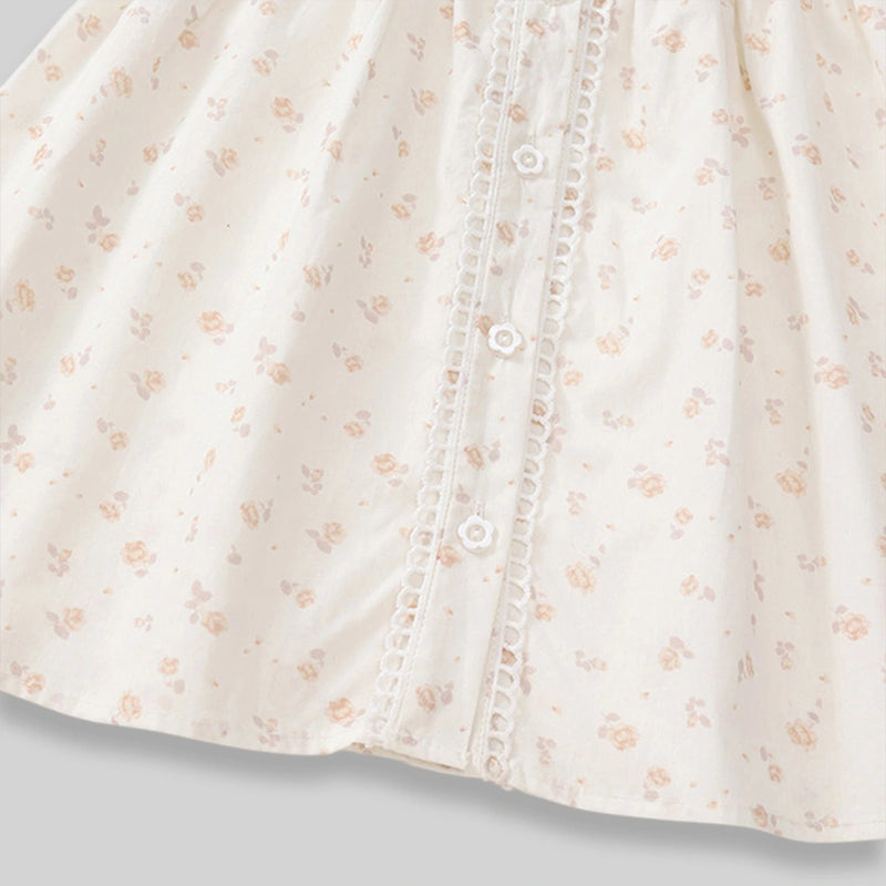 Girls Off-White Floral Printed Peter Pan Collar Fit & Flare Dress Casual Dresses