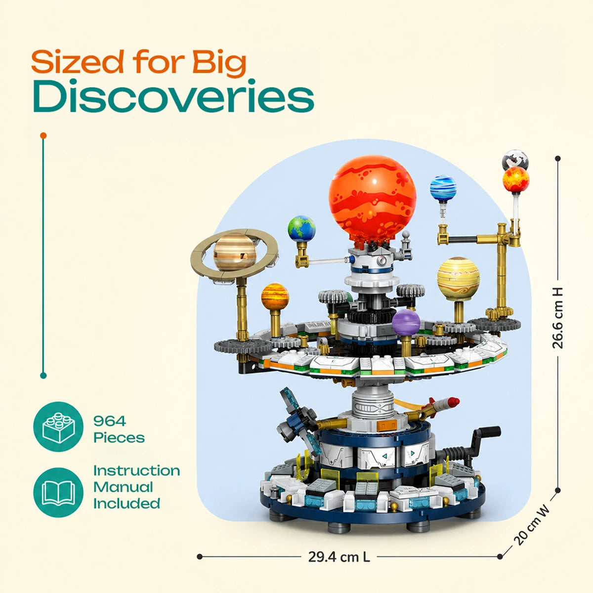 Solar System Building Blocks - Mechanical Orrery Model with Working Gears Trending Accessories