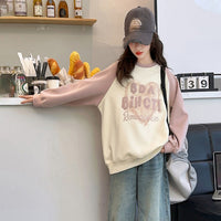 Girls Pink Typographic Printed Raglan Winter Sweatshirts Sweatshirts & Hoodies