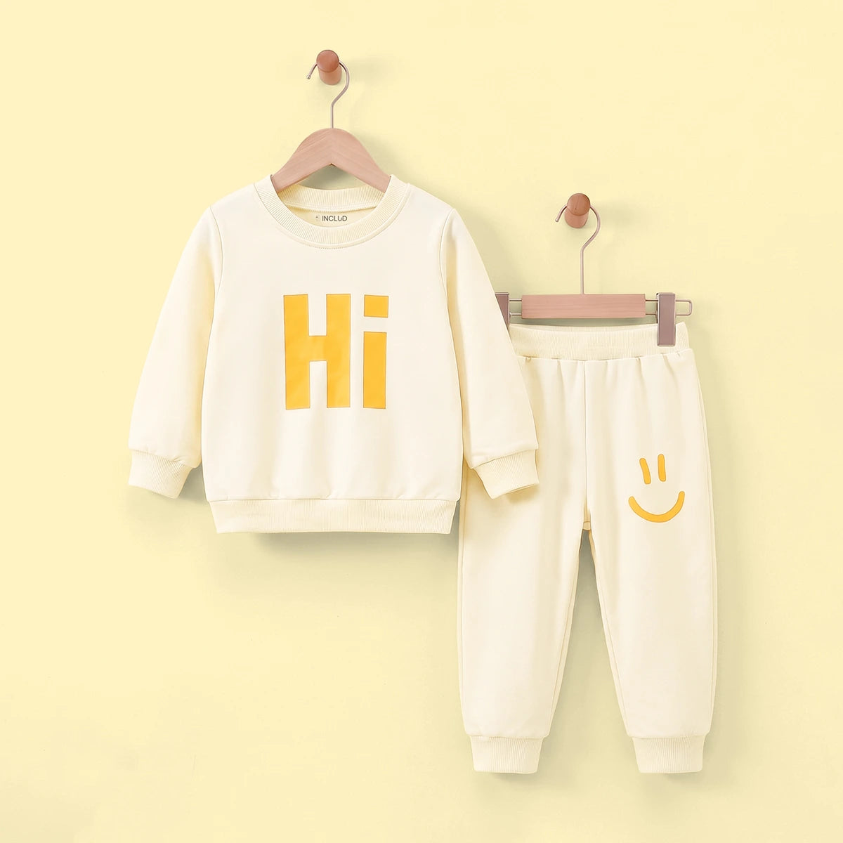 Boys Beige Typographic Sweatshirt & Joggers Co-ord Sets Sets Beige 3-4 Y